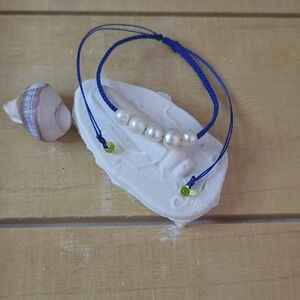 🐚🦋NWT M07 Braided bracelet with freshwater pearl. Woven bracelet Adjustable.